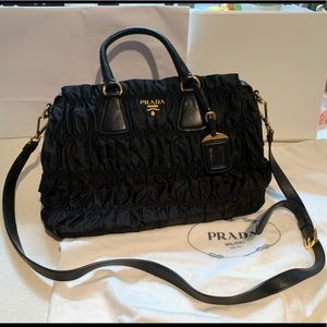 Prada Black Gaufre Tessuto Nylon & Leather Tote